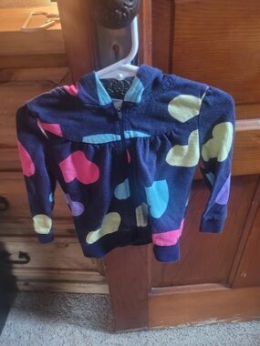 Circo Navy Zip Hoodie with Multicolor Heart Prints